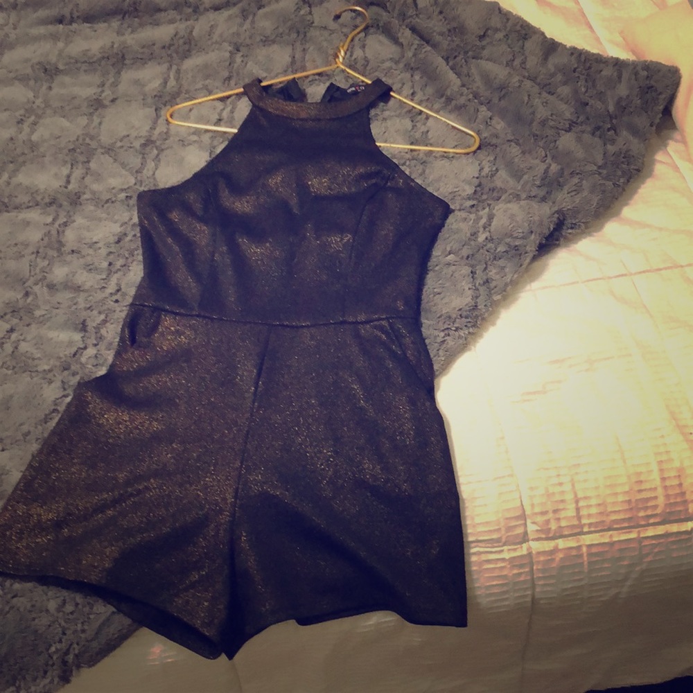 Black and gold sparkle romper